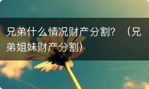 兄弟什么情况财产分割？（兄弟姐妹财产分割）