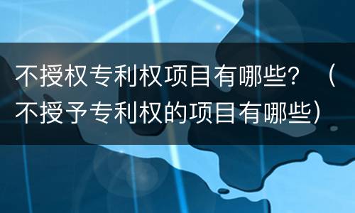 不授权专利权项目有哪些？（不授予专利权的项目有哪些）