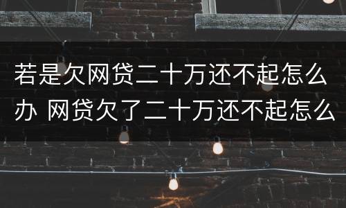 若是欠网贷二十万还不起怎么办 网贷欠了二十万还不起怎么办