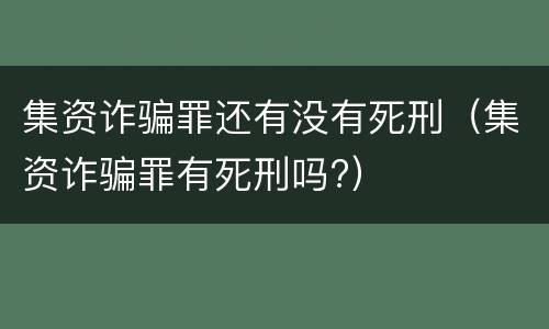 集资诈骗罪还有没有死刑（集资诈骗罪有死刑吗?）