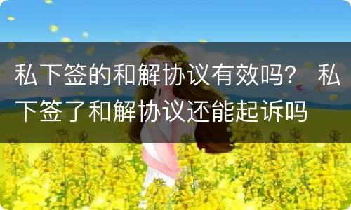 私下签的和解协议有效吗？ 私下签了和解协议还能起诉吗