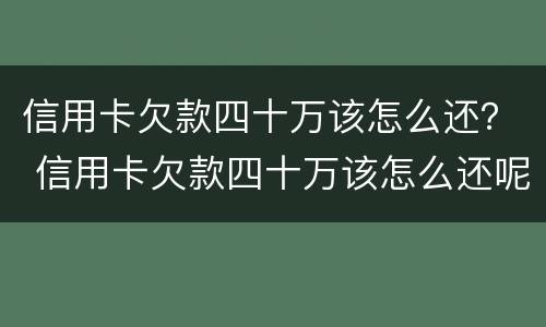 信用卡欠款四十万该怎么还？ 信用卡欠款四十万该怎么还呢