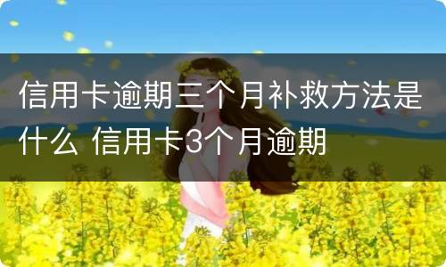 信用卡逾期三个月补救方法是什么 信用卡3个月逾期