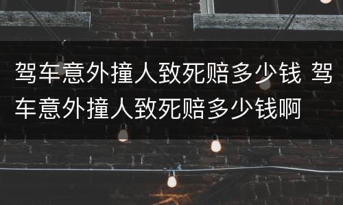 驾车意外撞人致死赔多少钱 驾车意外撞人致死赔多少钱啊