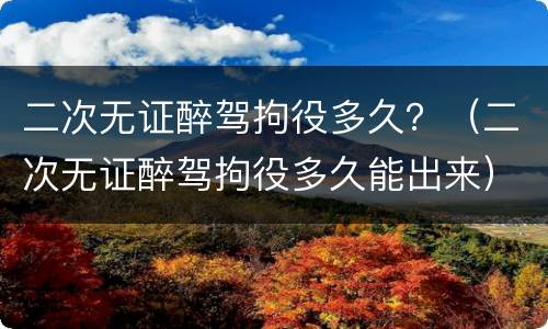二次无证醉驾拘役多久？（二次无证醉驾拘役多久能出来）