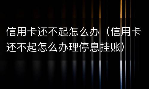 信用卡还不起怎么办（信用卡还不起怎么办理停息挂账）