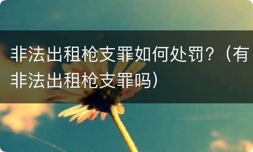 非法出租枪支罪如何处罚?（有非法出租枪支罪吗）