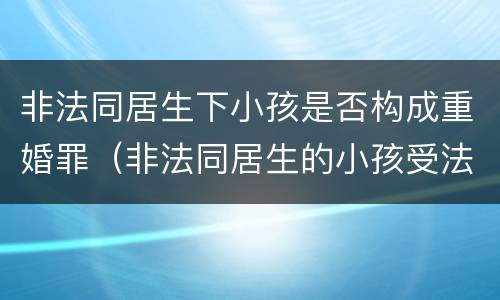 非法同居生下小孩是否构成重婚罪（非法同居生的小孩受法律保护吗）