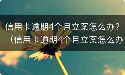 信用卡逾期4个月立案怎么办?（信用卡逾期4个月立案怎么办呢）