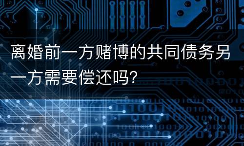 离婚前一方赌博的共同债务另一方需要偿还吗？