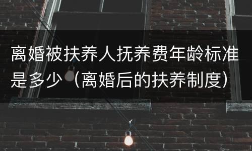 离婚被扶养人抚养费年龄标准是多少（离婚后的扶养制度）