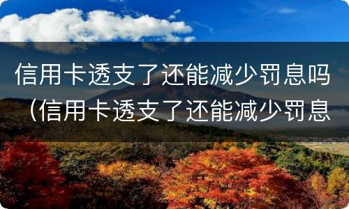 信用卡透支了还能减少罚息吗（信用卡透支了还能减少罚息吗）