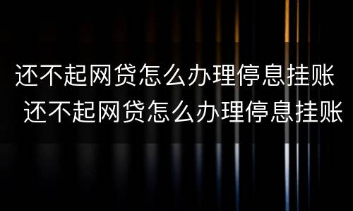 还不起网贷怎么办理停息挂账 还不起网贷怎么办理停息挂账业务