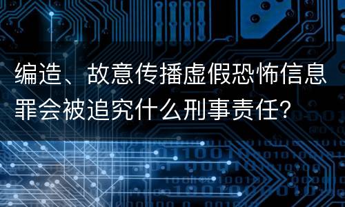 编造、故意传播虚假恐怖信息罪会被追究什么刑事责任？