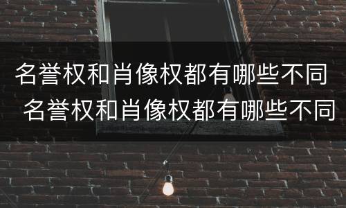 名誉权和肖像权都有哪些不同 名誉权和肖像权都有哪些不同呢