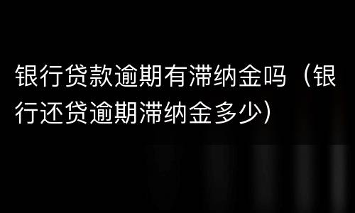 银行贷款逾期有滞纳金吗（银行还贷逾期滞纳金多少）