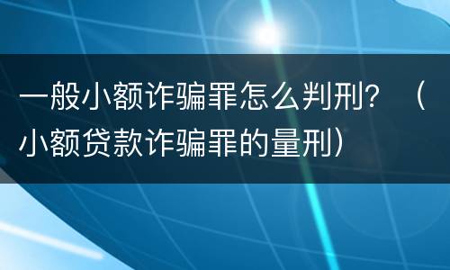 一般小额诈骗罪怎么判刑？（小额贷款诈骗罪的量刑）