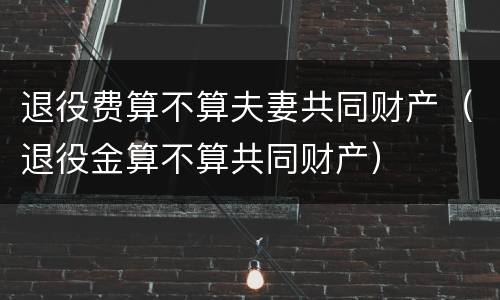 退役费算不算夫妻共同财产（退役金算不算共同财产）