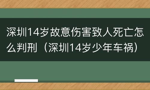 深圳14岁故意伤害致人死亡怎么判刑（深圳14岁少年车祸）