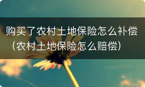 购买了农村土地保险怎么补偿（农村土地保险怎么赔偿）