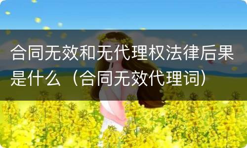 合同无效和无代理权法律后果是什么（合同无效代理词）