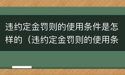 违约定金罚则的使用条件是怎样的（违约定金罚则的使用条件是怎样的呢）