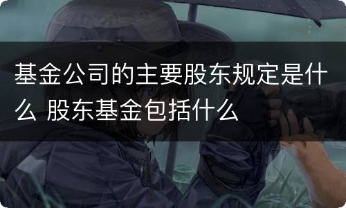 基金公司的主要股东规定是什么 股东基金包括什么