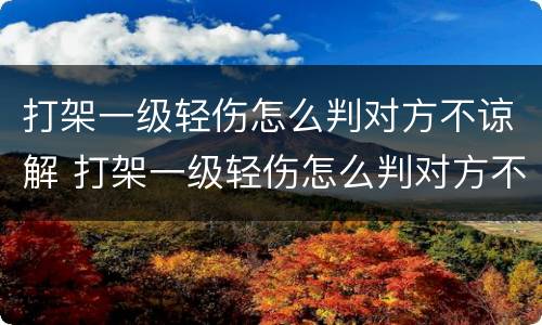 打架一级轻伤怎么判对方不谅解 打架一级轻伤怎么判对方不谅解呢