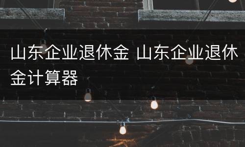 山东企业退休金 山东企业退休金计算器