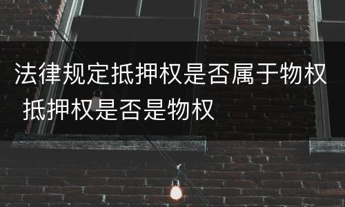 法律规定抵押权是否属于物权 抵押权是否是物权