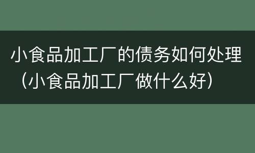 小食品加工厂的债务如何处理（小食品加工厂做什么好）