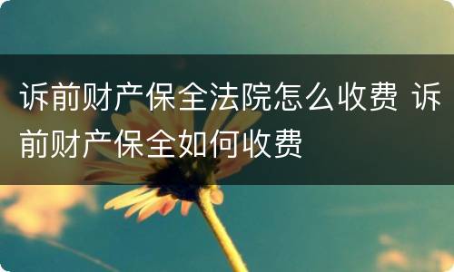 诉前财产保全法院怎么收费 诉前财产保全如何收费