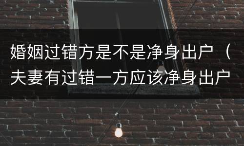 婚姻过错方是不是净身出户（夫妻有过错一方应该净身出户吗）
