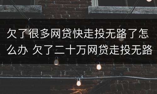 欠了很多网贷快走投无路了怎么办 欠了二十万网贷走投无路了