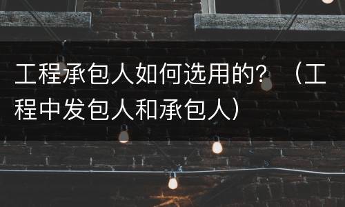 工程承包人如何选用的？（工程中发包人和承包人）
