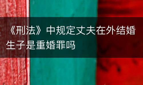 《刑法》中规定丈夫在外结婚生子是重婚罪吗