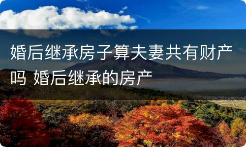 婚后继承房子算夫妻共有财产吗 婚后继承的房产