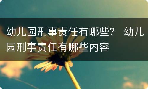 幼儿园刑事责任有哪些？ 幼儿园刑事责任有哪些内容