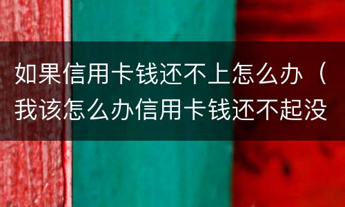 如果信用卡钱还不上怎么办（我该怎么办信用卡钱还不起没钱）