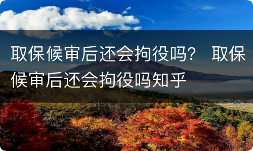 取保候审后还会拘役吗？ 取保候审后还会拘役吗知乎