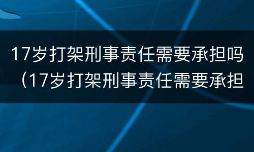 17岁打架刑事责任需要承担吗（17岁打架刑事责任需要承担吗为什么）