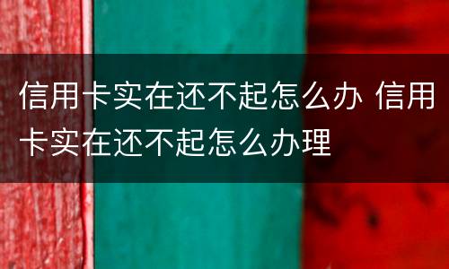 信用卡实在还不起怎么办 信用卡实在还不起怎么办理