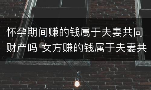 怀孕期间赚的钱属于夫妻共同财产吗 女方赚的钱属于夫妻共同财产吗