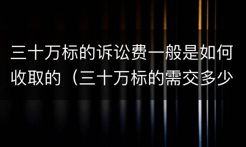 三十万标的诉讼费一般是如何收取的（三十万标的需交多少诉讼费）