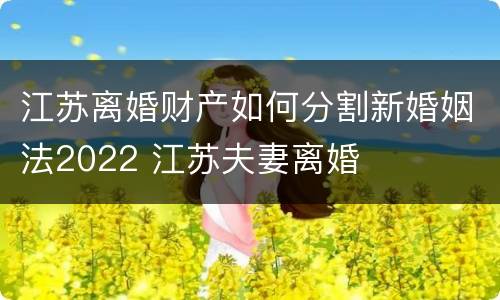 江苏离婚财产如何分割新婚姻法2022 江苏夫妻离婚