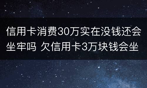 信用卡消费30万实在没钱还会坐牢吗 欠信用卡3万块钱会坐牢吗