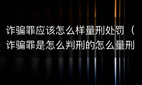 诈骗罪应该怎么样量刑处罚（诈骗罪是怎么判刑的怎么量刑的）