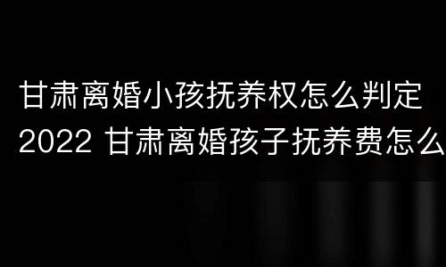 甘肃离婚小孩抚养权怎么判定2022 甘肃离婚孩子抚养费怎么算