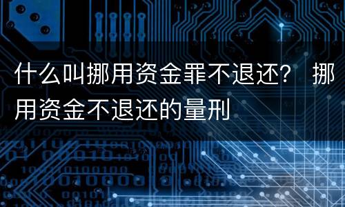 什么叫挪用资金罪不退还？ 挪用资金不退还的量刑