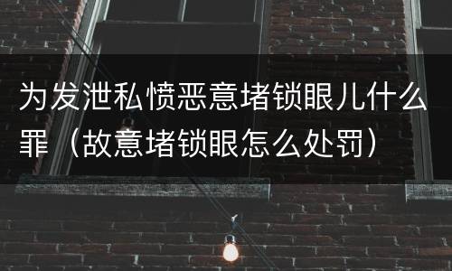 为发泄私愤恶意堵锁眼儿什么罪（故意堵锁眼怎么处罚）